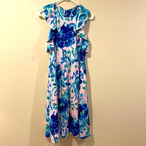 Lilly Pulitzer pink and blue flower dress, size 6